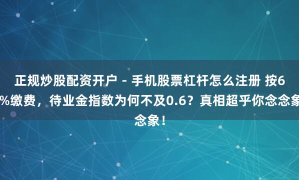 正规炒股配资开户 - 手机股票杠杆怎么注册 按60%缴费，待业金指数为何不及0.6？真相超乎你念念象！