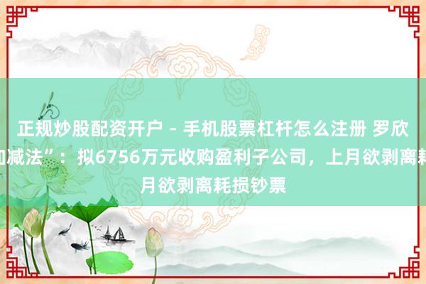 正规炒股配资开户 - 手机股票杠杆怎么注册 罗欣药业“加减法”：拟6756万元收购盈利子公司，上月欲剥离耗损钞票