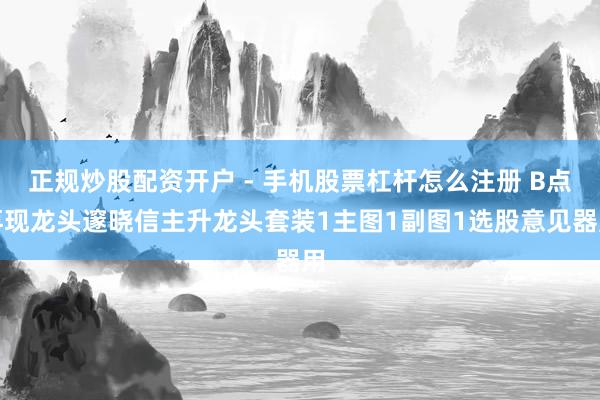 正规炒股配资开户 - 手机股票杠杆怎么注册 B点再现龙头邃晓信主升龙头套装1主图1副图1选股意见器用
