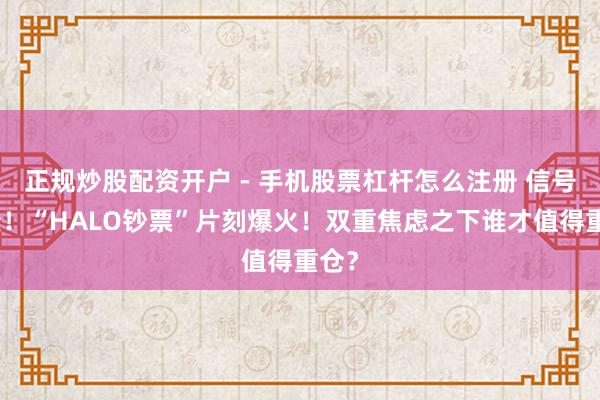 正规炒股配资开户 - 手机股票杠杆怎么注册 信号突变！“HALO钞票”片刻爆火！双重焦虑之下谁才值得重仓？