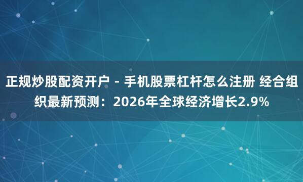 正规炒股配资开户 - 手机股票杠杆怎么注册 经合组织最新预测：2026年全球经济增长2.9%