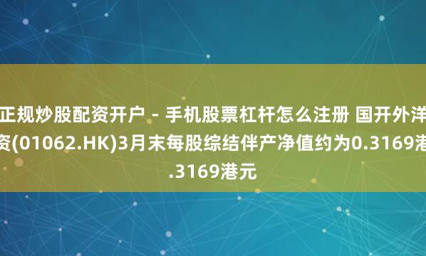 正规炒股配资开户 - 手机股票杠杆怎么注册 国开外洋投资(01062.HK)3月末每股综结伴产净值约为0.3169港元