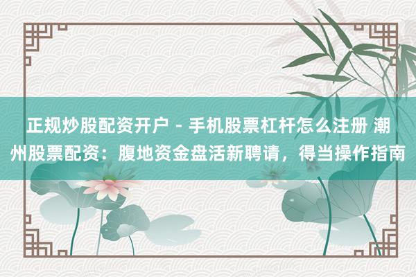 正规炒股配资开户 - 手机股票杠杆怎么注册 潮州股票配资：腹地资金盘活新聘请，得当操作指南