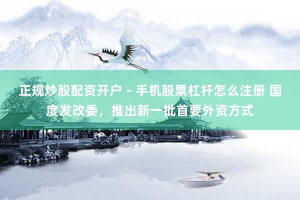 正规炒股配资开户 - 手机股票杠杆怎么注册 国度发改委，推出新一批首要外资方式