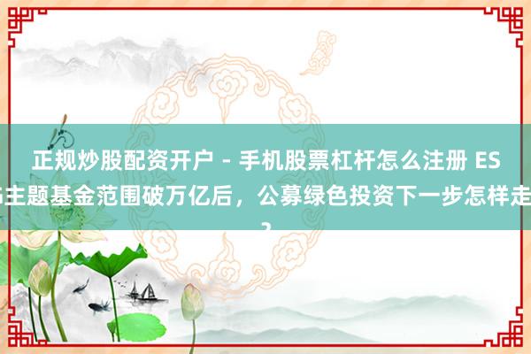 正规炒股配资开户 - 手机股票杠杆怎么注册 ESG主题基金范围破万亿后，公募绿色投资下一步怎样走？
