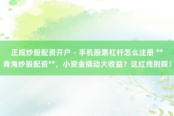 正规炒股配资开户 - 手机股票杠杆怎么注册 **青海炒股配资**，小资金撬动大收益？这红线别踩！